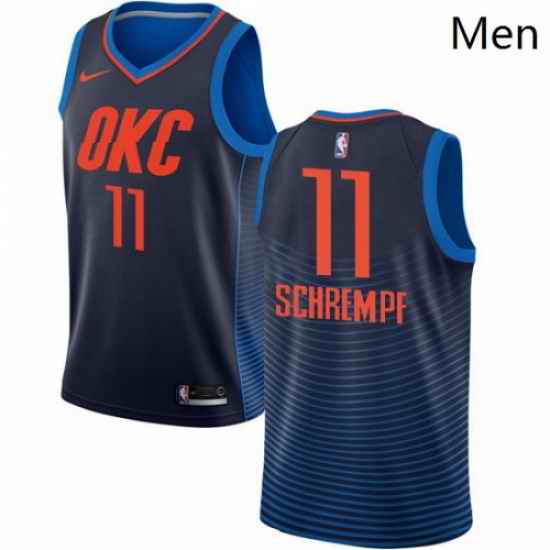 Mens Nike Oklahoma City Thunder 11 Detlef Schrempf Authentic Navy Blue NBA Jersey Statement Edition